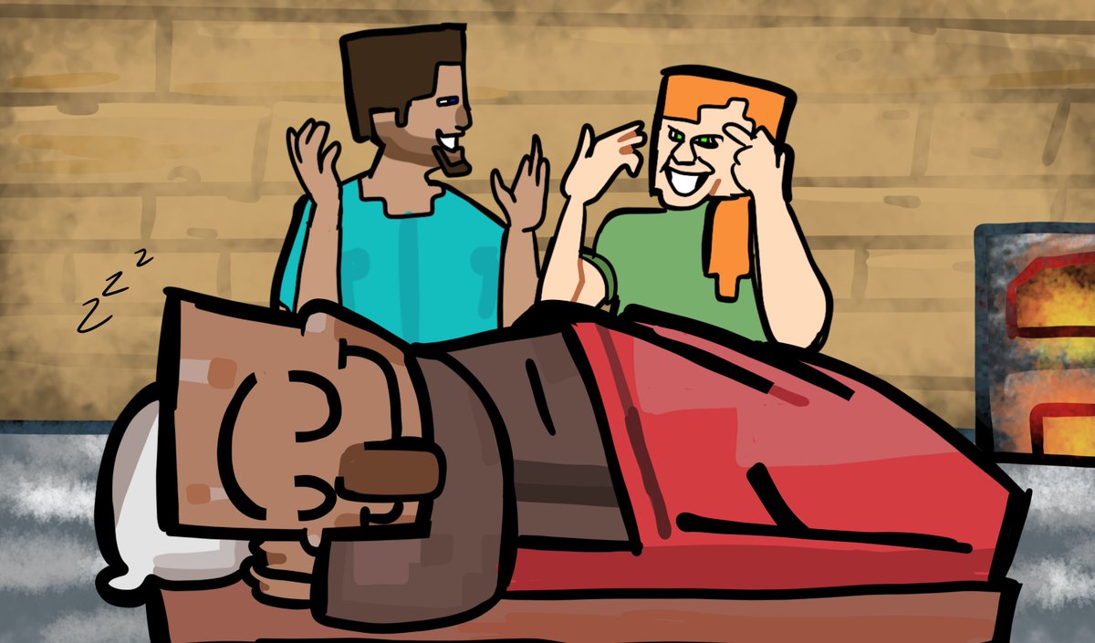 Cherry15494706's tweet photo. That fucking villager That  in your bed For some reason https://t.co/DmKOAl6k4l