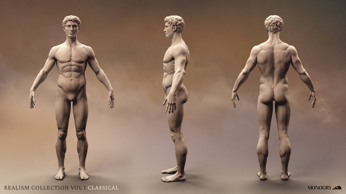 MONOCRYSTUDIOS's tweet photo. Anatomy study for a base mesh, drawing from both Classical and Renaissance sculpture.
Combining the highly polished, smooth forms from the Ancient Greek sculptures and more defined muscular forms from the High Renaissance.
#anatomy #zbrush #sculpting https://t.co/VPsxu8uUCe
