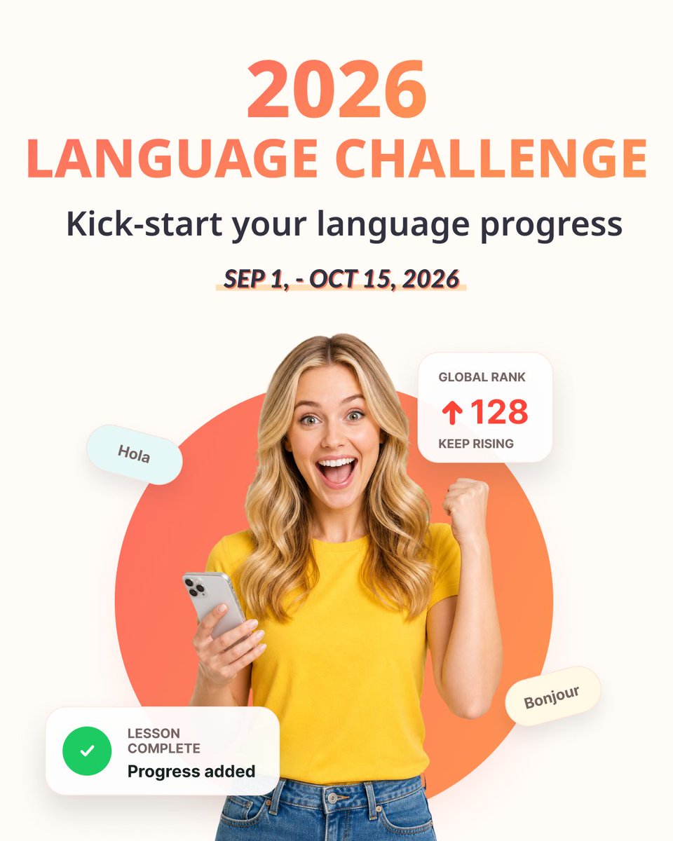 italki's tweet photo. How high can you climb? 🌍🏆
The italki 2026 Language Challenge is here!

From Sep 1 to Oct 15, build your learning hours and rise up the global leaderboard. 
Finish in the top 500 to unlock exclusive challenge rewards.

Share your progress with #italkiLanguageChallenge and tag @italki for a chance to win a $50 Learning credit. 🎁
Ready to rise? Join now! 🚀 https://t.co/LkFDFjNevW

#italkiLanguageChallenge #LanguageLearning #italki