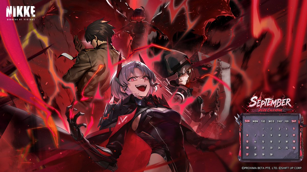 NIKKE_en's tweet photo. 【NIKKE Calendar】

September calendar is here! 

Commanders, the GREAT VILLAIN UNION is now recruiting! Check your schedule and mark your calendar for the day you plan to join!

Save a copy of this free gift prepared by NIKKE now! 🎁

#NIKKE https://t.co/BP9M3gopZO