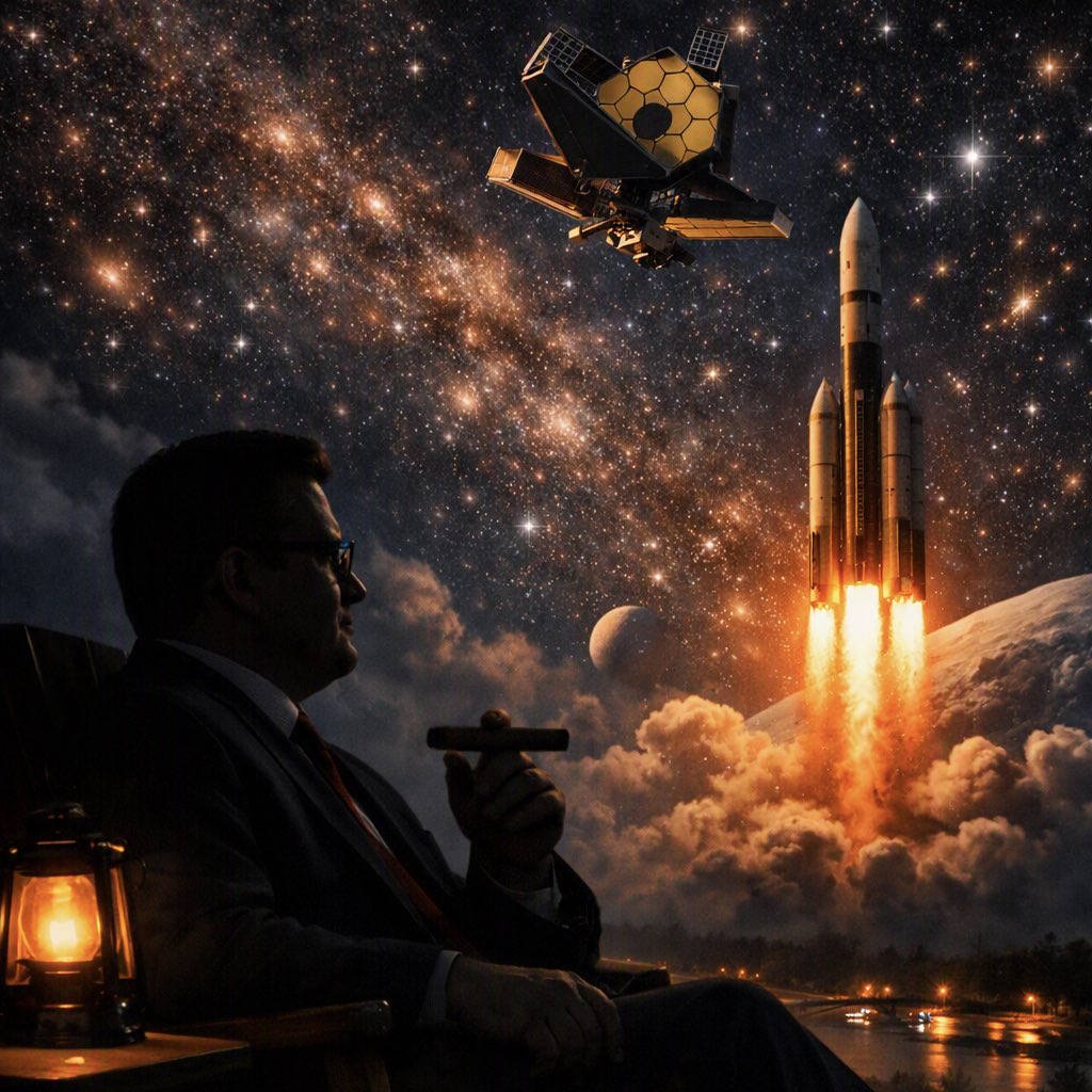 wxderek's tweet photo. Quiet Hour on the porch.
The rocket didn’t lift off at night — this is a visual interpretation.
Roman will map galaxies in infrared, and the sky made a good backdrop for the moment. https://t.co/7u6fD7AeZ2 https://t.co/K1pMhZDHOP