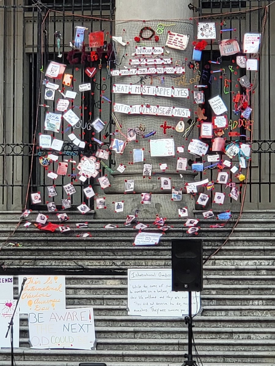 critcrim's tweet photo. International Overdose Awareness Day rally gathering at the Art Gallery in Vancouver. Robson Square side.
#overdoseawareness #harmreduction https://t.co/daHkvuDopZ