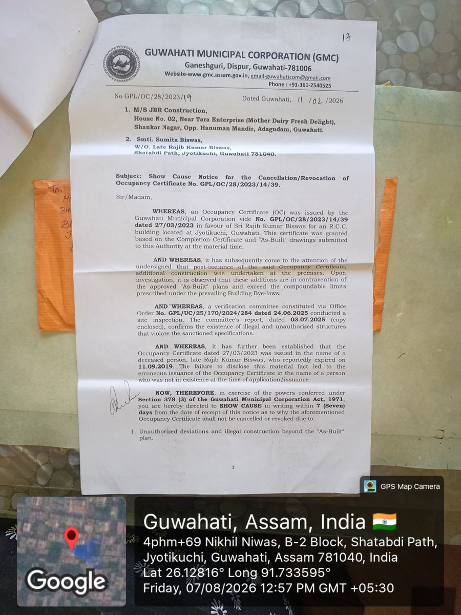 Namrata16april's tweet photo. @gmc_guwahati @anticorruption @CVCIndia @CBIHeadquarters @dir_ed @himantabiswa @MoHUA_India @GMDAGuwahati @DGPAssamPolice @guwahatiplus @pratidintime @Laxmanacharya54 @RaviKota12 @gmc_guwahati
1) What is the date of Demolition of the project 'Nikhil Niwas'?
2) Furnish the Cancellation Order of the fake Occupancy Certificate to the complainant.
@anticorruption @CVCIndia @CBIHeadquarters
@dir_ed @MoHUA_India
#CORRUPTION #inaction #illegalconstruction https://t.co/kPqNyXuMpB