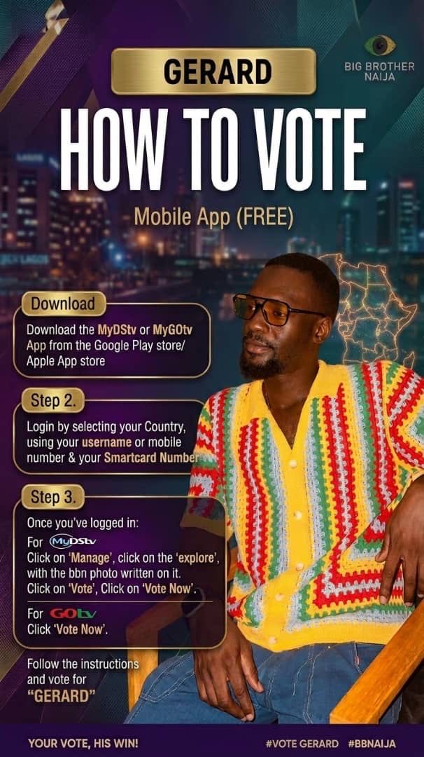 Gerardadebija's tweet photo. GIANTS ⚜️

Here are the steps to vote 🙏🏾

⚜️ Frame 1 : Video of how to efficiently vote (iOS)
⚜️ Frame 2 : Video of how to efficiently vote (Android)
⚜️ Frame 3&4 : are the written steps to follow and vote. 

PLEEEAAASEEEE!!! SAVE GERARD 🙏🏾

Vote here: https://t.co/4y4zpF3q7Q

#GerardAdebija
#BBNaija