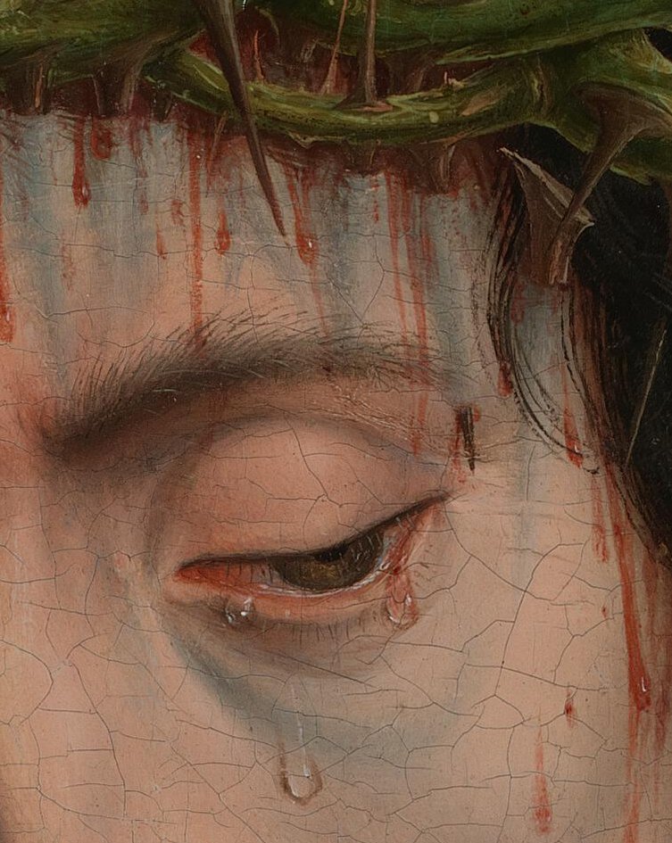 archaeologyart's tweet photo. Detail from Christ Crowned With Thorns, Dieric Bouts, 1470. https://t.co/ap8rNPc9vi