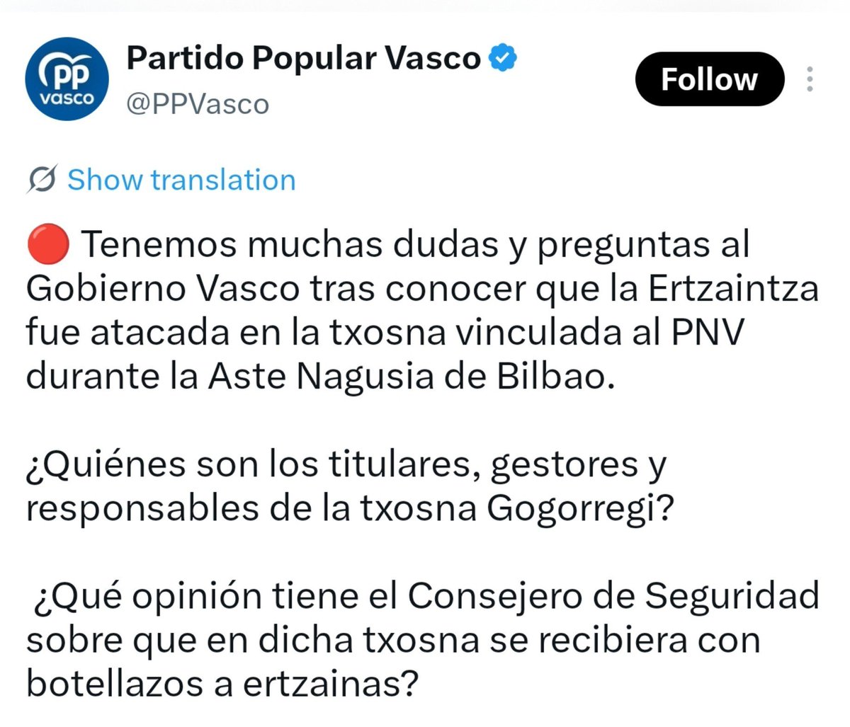 ideiazabaldub's tweet photo. Konturatzen zarete @eajpnv? Edozeinek joka dezake joku honetara. Gaur zuek zarete seinalatuak. 

Zorionak Zupiria jauna, horra hor zure «autoprofezia».

EGI vs Ertzaintza 👇🏼🤡 https://t.co/1foCvdgoRI