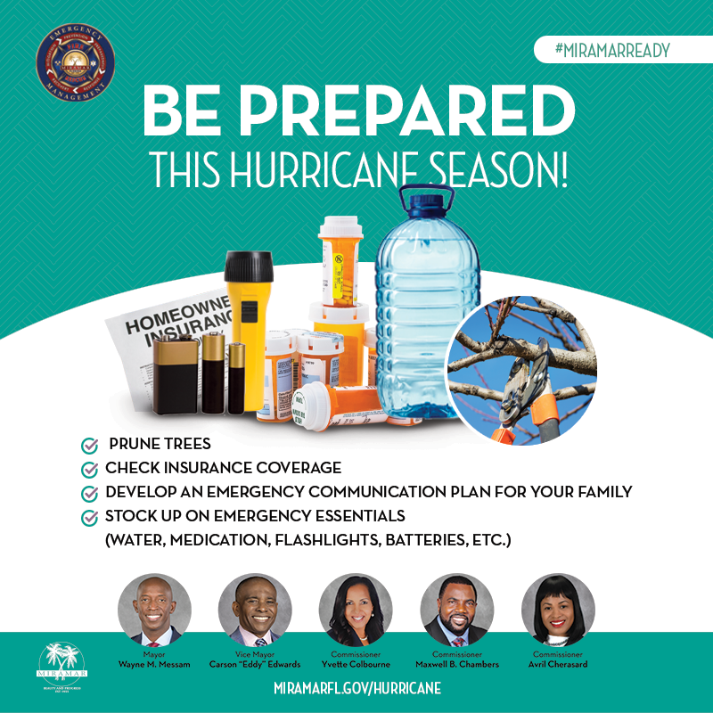 CityofMiramar's tweet photo. We’re now in the peak of hurricane season, and now is the time to remain prepared. Taking proactive steps now can help protect you, your family, and your home.

Stock up on essential supplies, make arrangements for pets and special needs, review your emergency plans, and pre-register for vulnerable population assistance if needed.

Stay prepared. Stay informed. Stay #MiramarReady.

Learn more: https://t.co/cggSY4uTJ2
