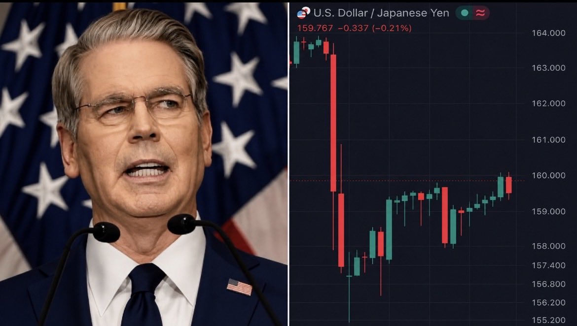 CryptoNewspageX's tweet photo. JUST IN: 🇺🇸🇯🇵 The US expects Japan to take action to strengthen the yen as USD/JPY climbs back above 160.

Japan recently spent a record $96B defending the yen, including its first coordinated intervention with the US since 1998.

Another intervention could force investors to unwind yen-funded trades, potentially putting pressure on crypto and global stocks.

Traders often borrow cheap yen to invest in risk assets. A stronger yen makes those positions more expensive to maintain.