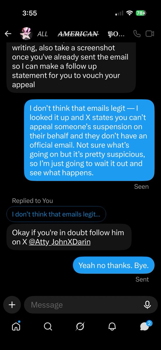 DESTINEDGLVRY's tweet photo. / SCAM ALERT:

Be on the lookout folks — Twitter/X doesn’t have a direct email for appeals. The true giveaway was whatever that UN is they shared. 

Nearly got me but be aware and vigilant as always people. ✊ https://t.co/ToNwb0VLpi