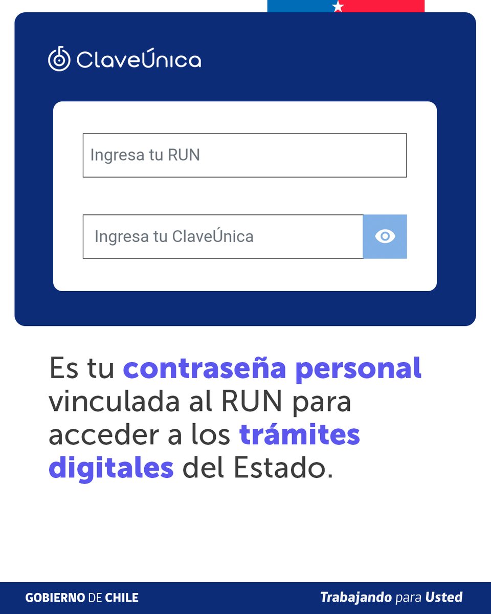 GobDigitalCL's tweet photo. ¿Qué es la #ClaveÚnica? 🔐

Es tu contraseña personal, vinculada a tu RUN, para acceder de forma rápida y segura a los trámites digitales del Estado.

Es personal e intransferible. Solicita tu código en el Registro Civil y actívala en https://t.co/rUtSYHL9dA. https://t.co/yjzIO9ScgB