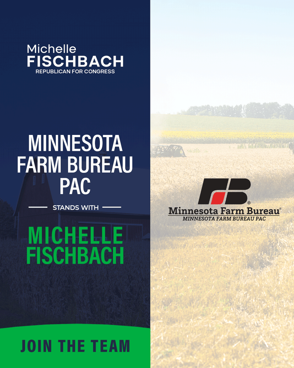 FischbachMN7's tweet photo. I am honored to receive MFB PAC endorsement and am grateful for the partnership I have with the @MNFarmBureau. They are invaluable to help me connect directly with producers across #MN07 for timely updates on their challenges and opportunities. I am honored to receive the MFB PAC endorsement as a validation of the commitment we share to a prosperous agriculture community.