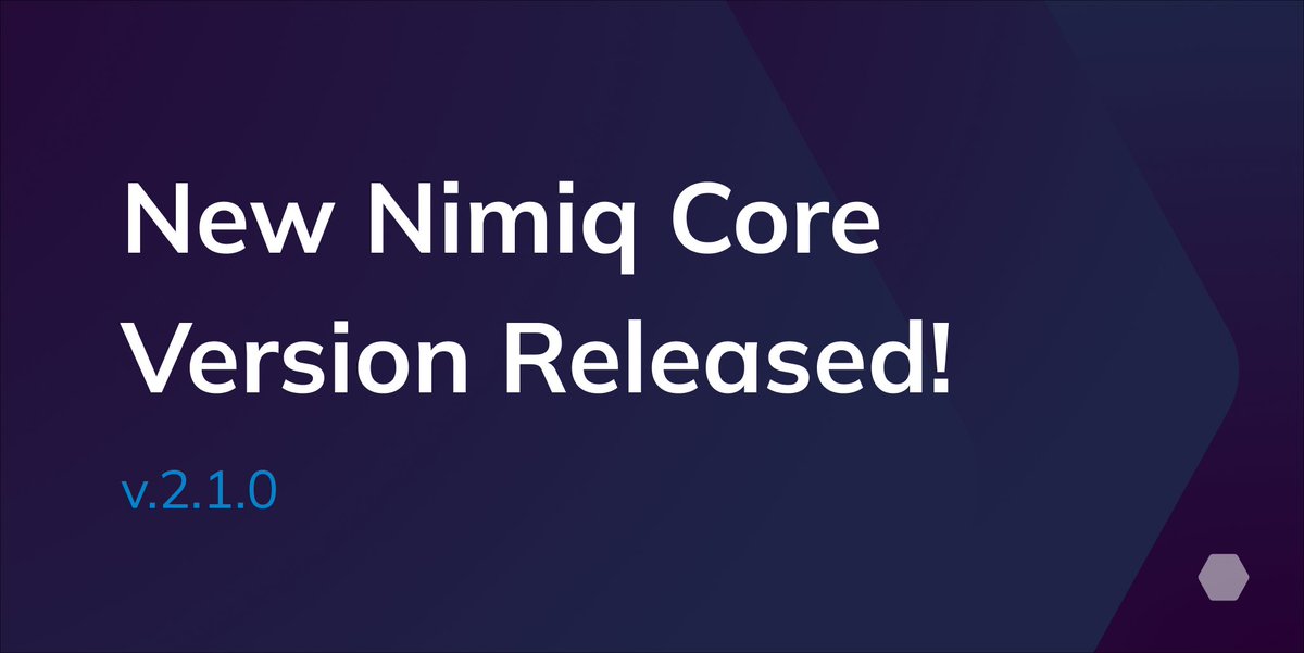 nimiq's tweet photo. 🚨 Nimiq Core v2.1.0 is live!

This release includes important security fixes and improvements across the Nimiq Core. Node operators are strongly encouraged to update to the latest version as soon as possible.

Release notes: https://t.co/IzTTzkDngK https://t.co/bqazhgtq3j