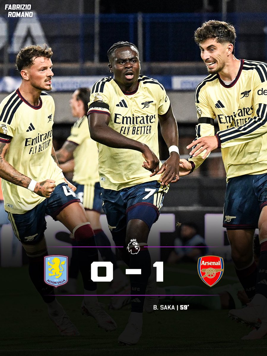 FabrizioRomano's tweet photo. 🔴⚪️⚡️ Arsenal win against Aston Villa with Bukayo Saka scoring his second goal in two games!

Who’s been your Man of the Match? https://t.co/XbFOXU43tB