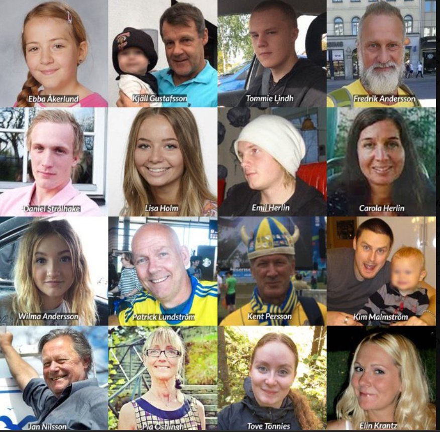 EvelinaHahne's tweet photo. Every single one of these Swedish victims would be alive today if it weren’t for mass immigration.

Never forget what they did to us. https://t.co/QVY7tNVxjn