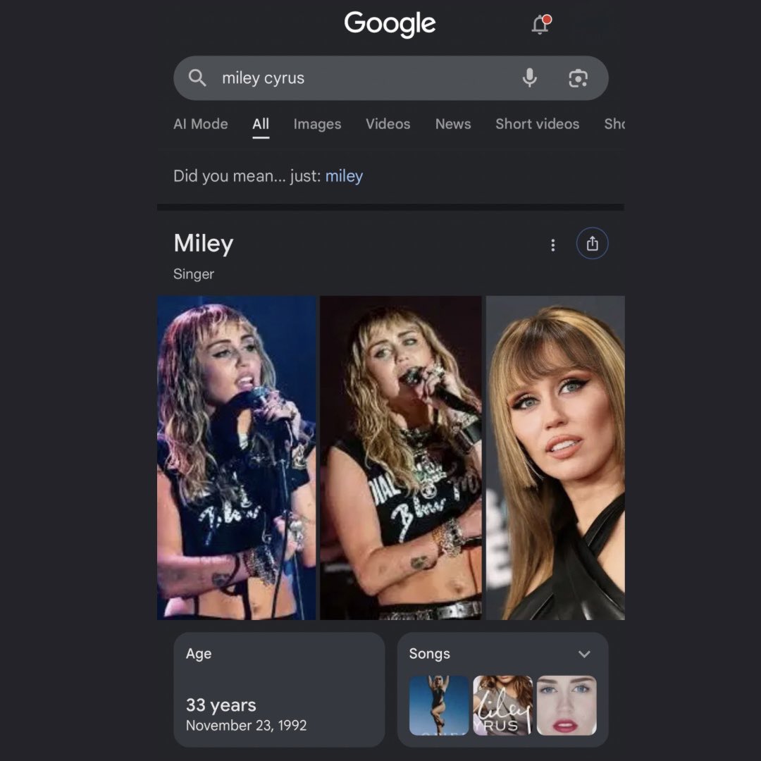 hqmileynow's tweet photo. O Google está sugerindo apenas “Miley” quando pesquisamos por Miley Cyrus. https://t.co/Bg5DwD5weC