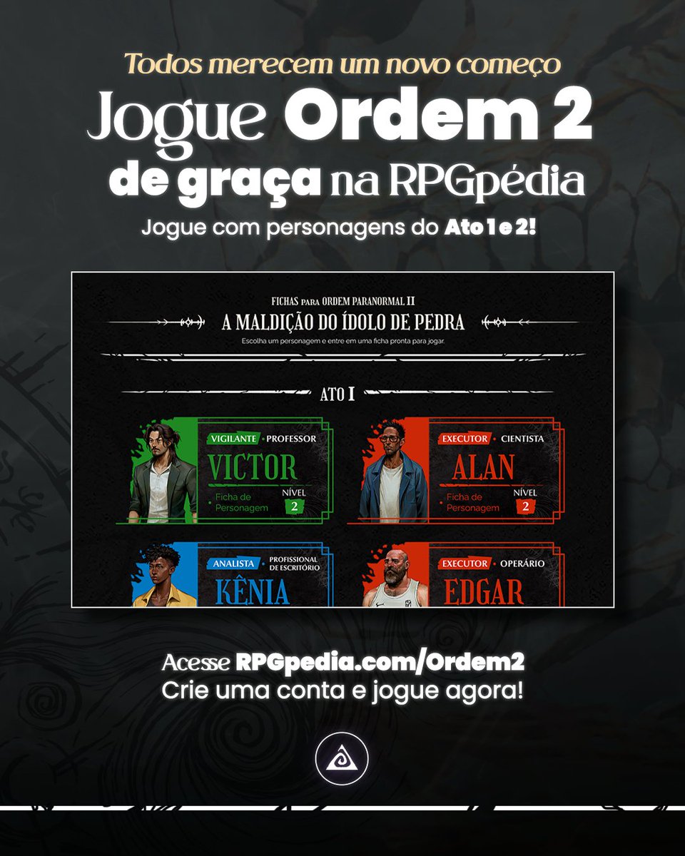 RPGpediabr's tweet photo. 🤍 Jogue Ordem 2 na RPGpédia de graça!

Acabamos de lançar as fichas dos personagens da pré-alfa de Ordem 2! Para jogar, basta acessar:
https://t.co/Y7os6xOgFT

(1/2) #OrdemParanormal https://t.co/HACzR7oAh6