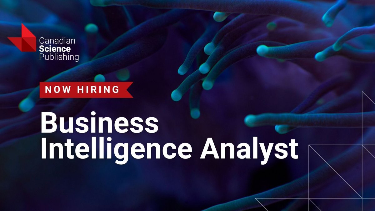 CanJAnimalSci's tweet photo. @cdnsciencepub is #hiring a Business Intelligence Analyst! Join CSP and help turn data into insights that support decision-making across scholarly publishing.

Apply 📊▶️  https://t.co/2HUagumeou

 #BusinessIntelligence #DataAnalytics #ScholarlyPublishing https://t.co/XS6Ej1nNEo