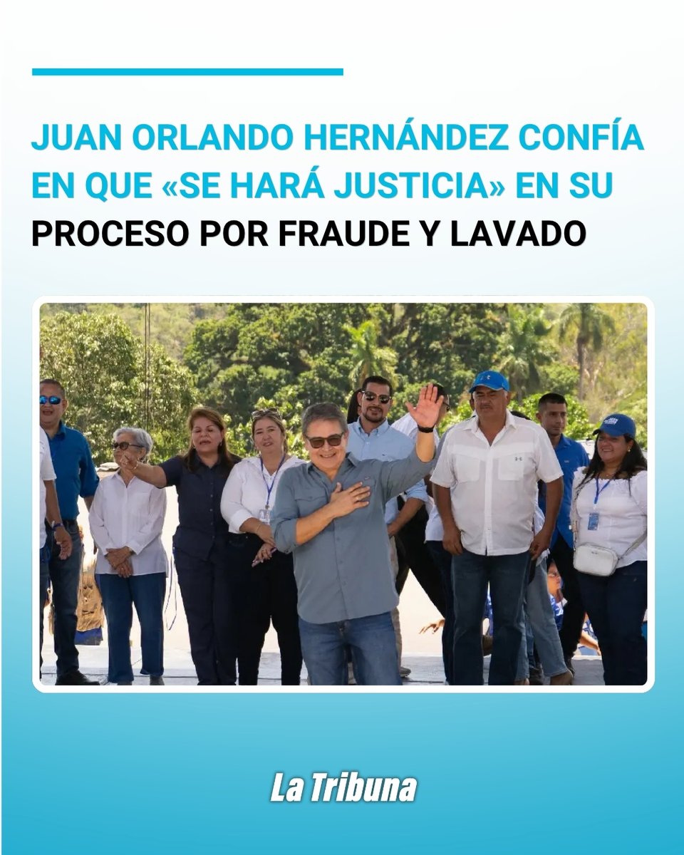 LaTribunahn's tweet photo. N A C I O N A L | El expresidente hondureño Juan Orlando Hernández (JOH) manifestó su plena confianza en que «se hará justicia» de cara a la resolución de su audiencia inicial por el caso «Pandora II».

📲 Lea la nota completa: https://t.co/pEEwygXDSf

#JuanOrlandoHernández #CasoPandoraII

M