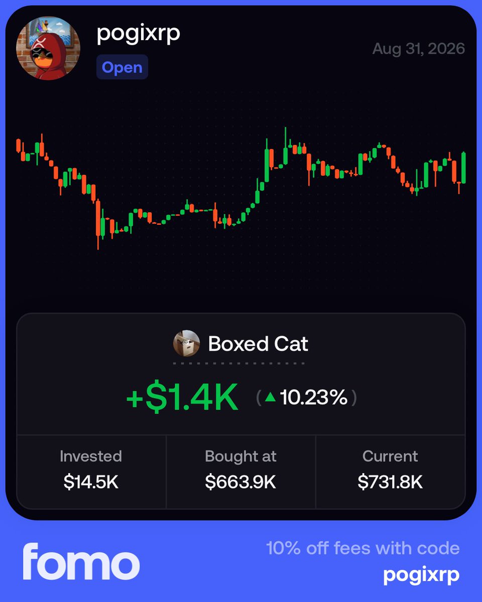 pogixrp's tweet photo. I actually bought at 70K and majority at 350k lol

Follow me on @fomo to see what $BOXED club can accomplish 📦🐱

$BOXED | @BoxedCatRH https://t.co/MGOAtHyum4
