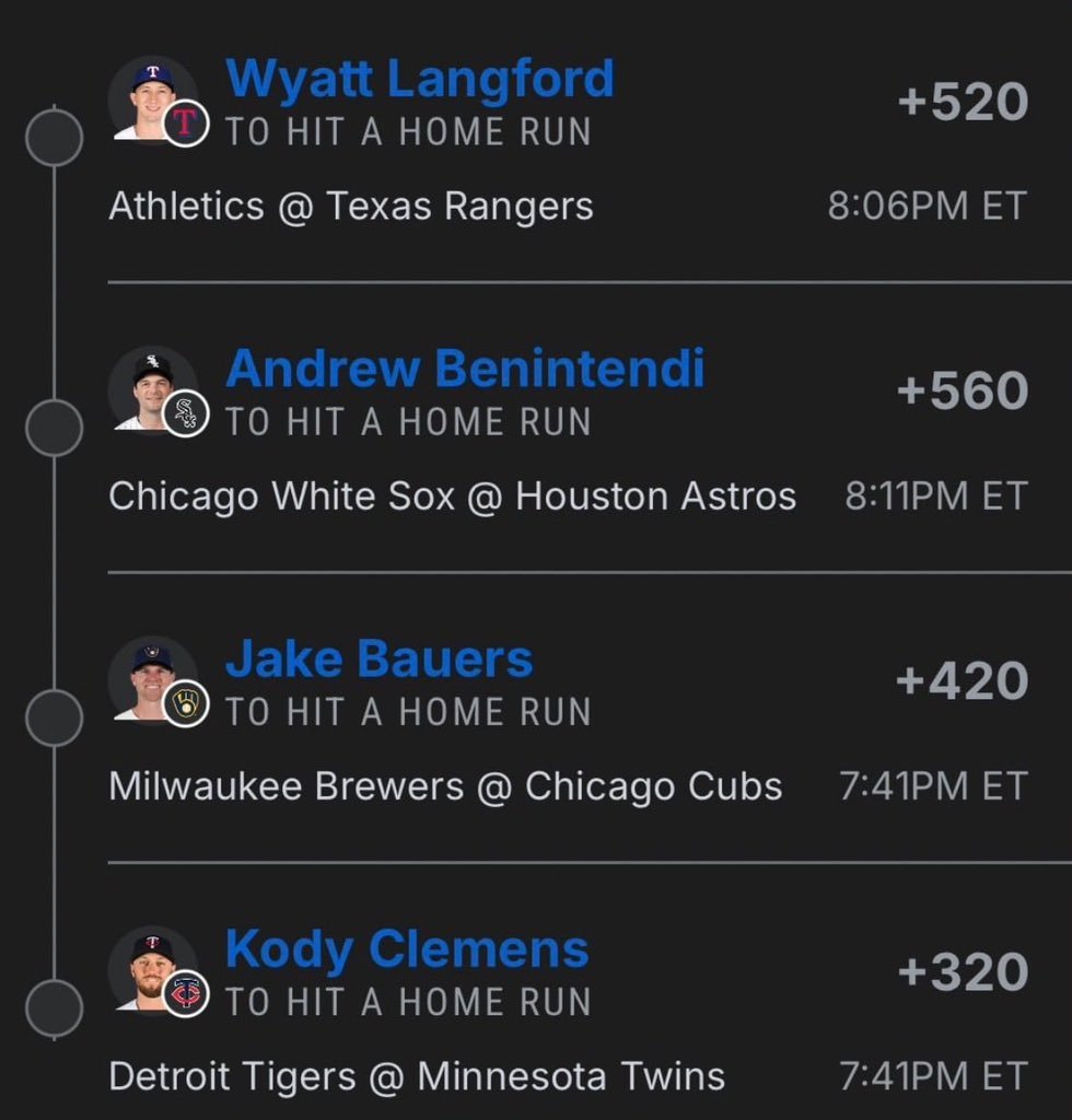 favyparlay's tweet photo. Money timeeee 🤑🧏🏾‍♂️JOIN THE CORD FOR MORE PLAYS @playbook
👇👇👇👇👇👇

https://t.co/p6ekOfZv9a

#MLB #SGP #HomeRunParlay #HRParlay #SportsBetting #BaseballBetting #LiveBetting #Fanduel #BigOdds https://t.co/gHFc6dBr24