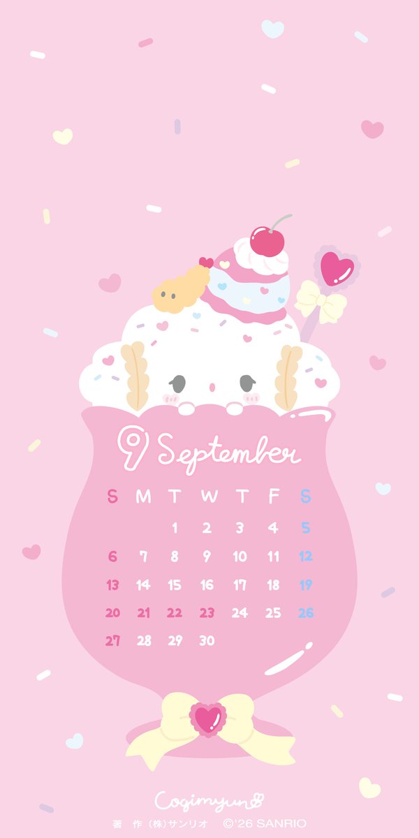 cogimyun_sanrio's tweet photo. 今日から９月だみゅん･･！まだまだあついから、ゆっくりえいえいみゅん･･！♡
#こぎみゅん #9月 #壁紙カレンダー https://t.co/YKUDZBbzbc