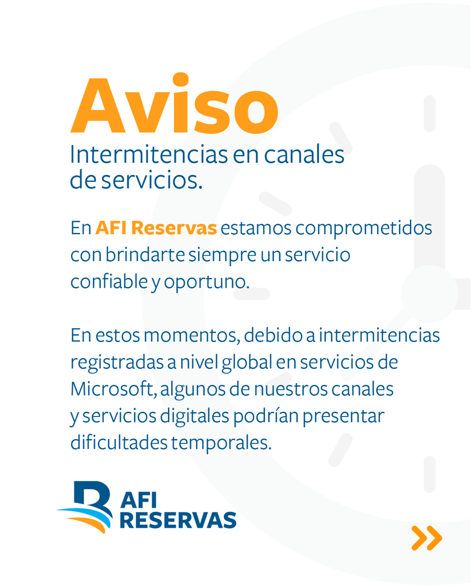 AfiReservas's tweet photo. Nuestro equipo se mantiene atento a la situación y trabajando para garantizar la continuidad de nuestros servicios. Puedes comunicarte con nosotros a través de nuestros canales habituales o contactar directamente a tu promotor de inversión.

#AFIReservas https://t.co/5EE8XxFqGZ