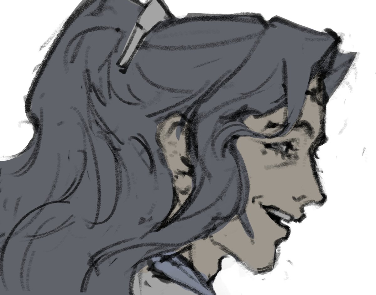 Luka_Lawless's tweet photo. doodling jin geumryong tonight. i imagine if baek cheon said something beyond stupid, jgr would turn around and give him this look #rotmhs https://t.co/x4IRxSv9j2