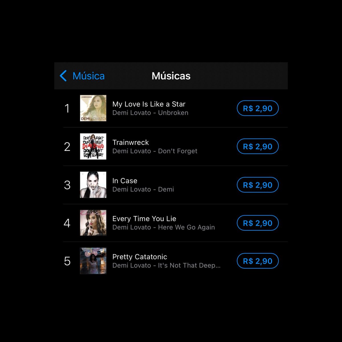 projeto_lovato's tweet photo. MONARCH!

Demi Lovato está dominando TODO Top 5 do iTunes Brasil. https://t.co/LHSGJIOPvu