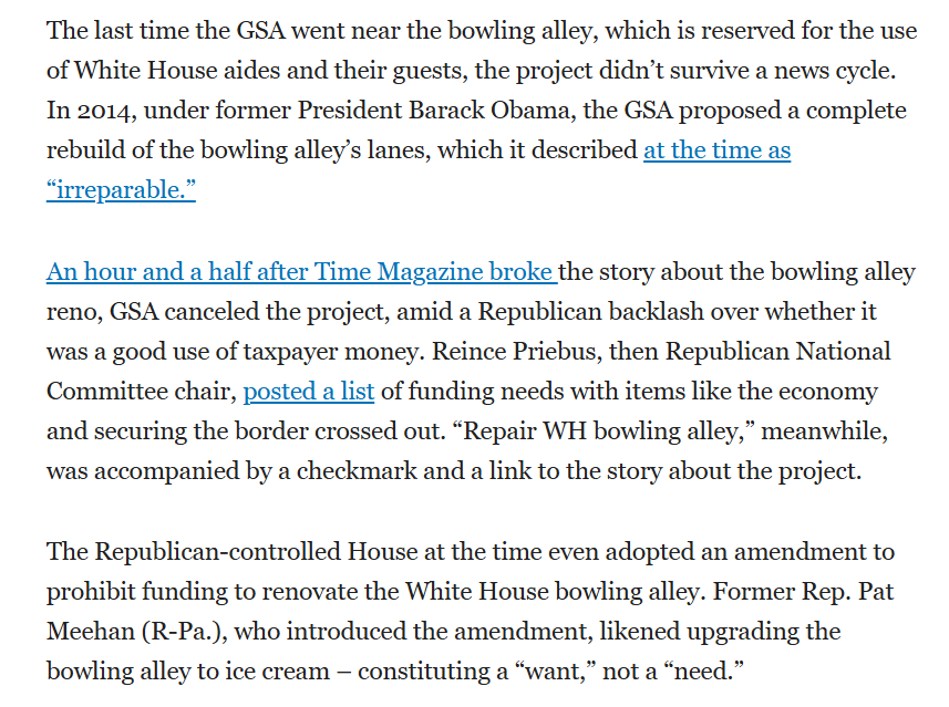 nick_field90's tweet photo. This article notes that a planned renovation while Barack Obama was President in 2014 so outraged conservatives that they tried to prohibit any funding for it even after it was cancelled 
https://t.co/9XrJuvoycx https://t.co/WcK3Z3gZcN