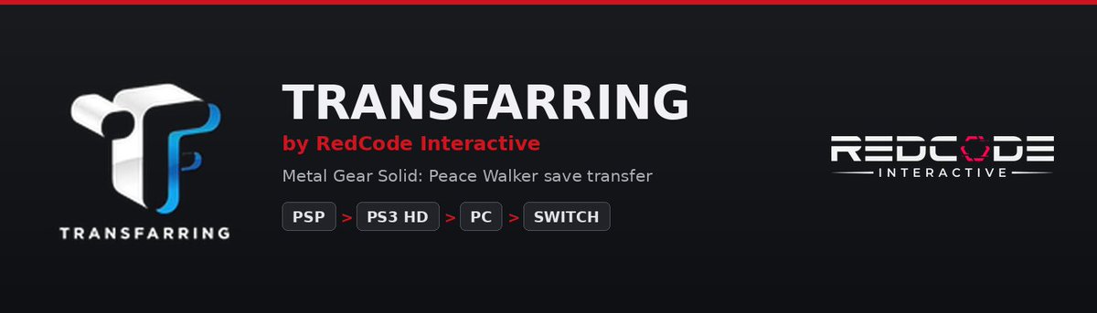 redcode_team's tweet photo. Hundreds of hours on PSP or PS3, stuck on a console you don't play anymore?

Transfarring moves your Peace Walker save to PC or Nintendo Switch. Staff, weapons, items, missions, titles: all of it.

One tool, no install !

Download link :
https://t.co/iaC2oSg3QG https://t.co/uwRhbOKlq1