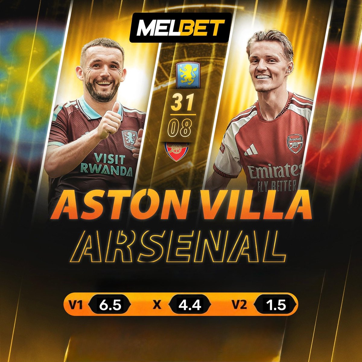 melbet_cd's tweet photo. Villa vs Arsenal. Aucune place pour l’erreur🔥
Deux géants, un énorme choc de Premier League. Aston Villa affronte Arsenal dans un match où chaque duel, chaque occasion et chaque seconde peuvent tout changer⚽
Qui prendra le contrôle dès le coup d’envoi?🏟️ Aston Villa ou Arsenal? https://t.co/LzxQ6YTaz5