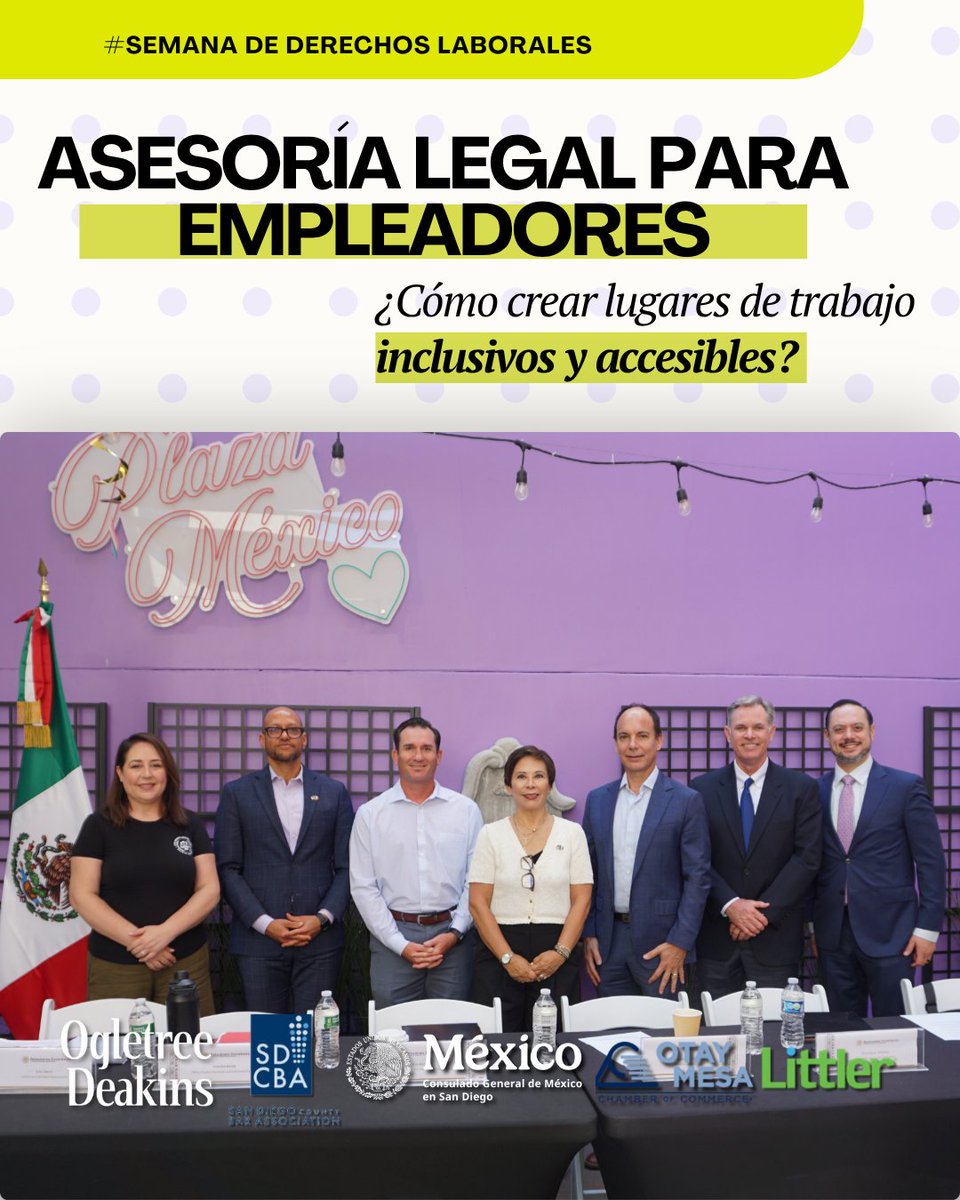 ConsulMexSdi's tweet photo. ✨⚖️ ¡Así arrancó la #SemanaDeDerechosLaborales2026! Inauguramos esta semana con el panel “¿Cómo crear lugares de trabajo inclusivos y accesibles?”, junto a abogados especializados y organizaciones comprometidas con construir espacios laborales para todas y todos🙌💼 https://t.co/KNICxYCGvj