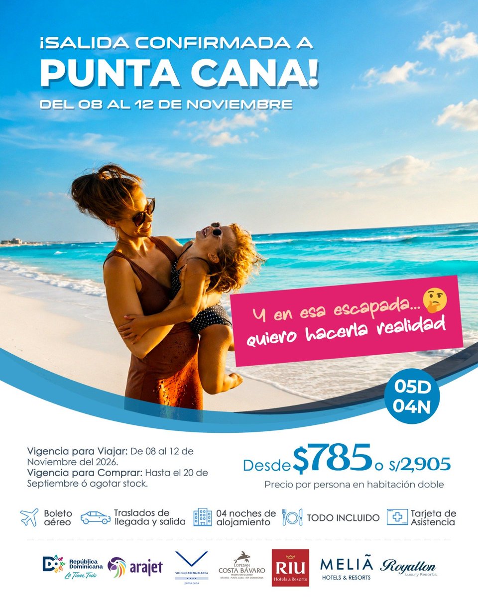 _TravelPartners's tweet photo. #ESCAPADAS ¡Salidas Confirmadas a Punta Cana! ❤️✨😍 https://t.co/GJTrhZfcLv