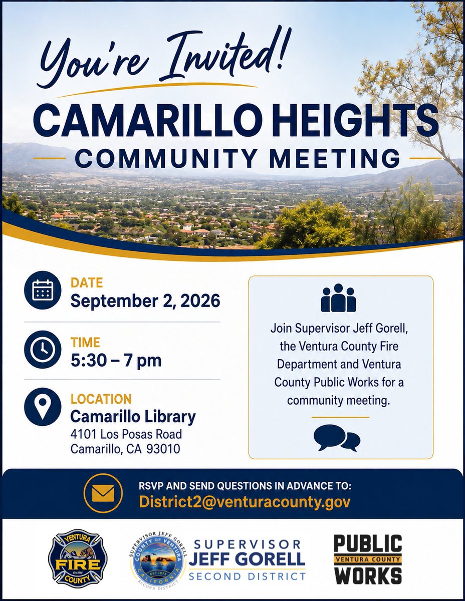 Image for the Tweet beginning: Camarillo Heights Residents are invited