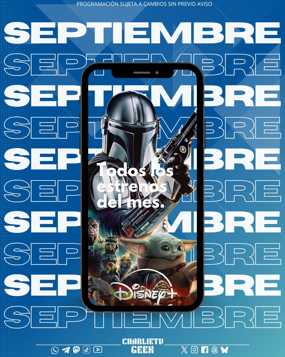 charlietvgeek's tweet photo. #BreakingNews
Todos los estrenos del mes de septiembre en #DisneyPlusLA.
#TheMandalorianAndGrogu
#AmericanHorrorStory #ToyStory5 https://t.co/ePzYZwptvH