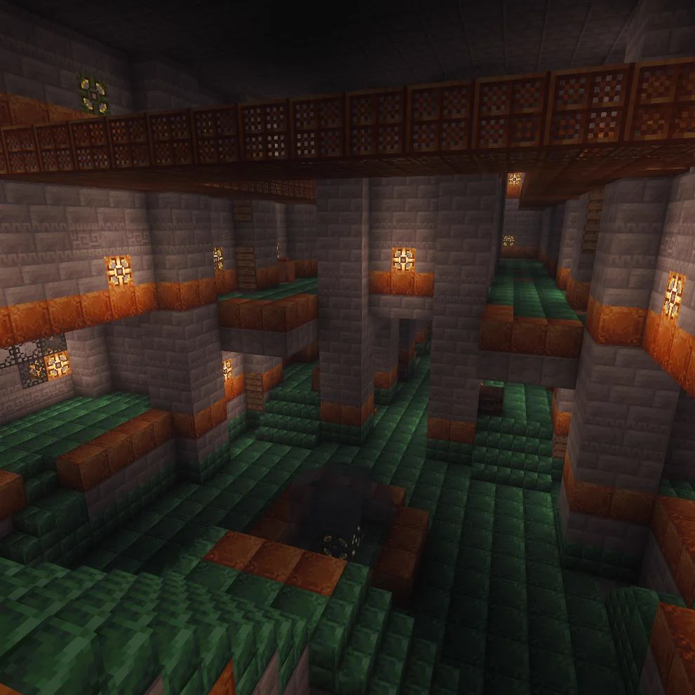 A screenshot of a Trial Chamber from MInecraft using the Wildflower resource pack.