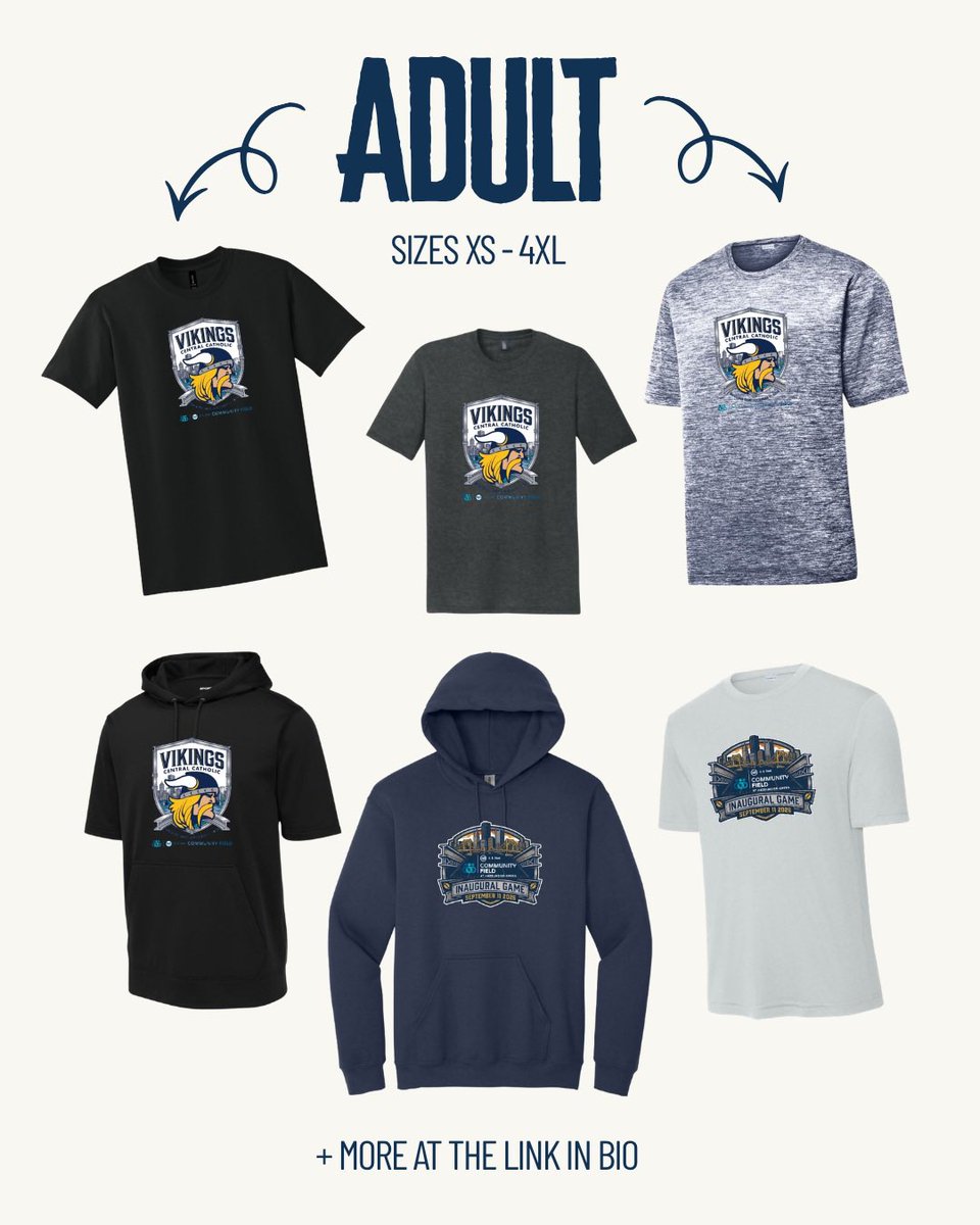 ussteelcf's tweet photo. 🏈 The inaugural game at U.S. Steel Community Field is here! 

Central Catholic Vikings vs. Pine Richland Rams - 9/11. 

Preorder your gear now (Central Catholic or USSCF logo), printed on-site for game-day pickup. Preorders close 9/5 at 12AM.

Shop now! 

https://t.co/dyqV7emSfH https://t.co/aLxZGUKwlR