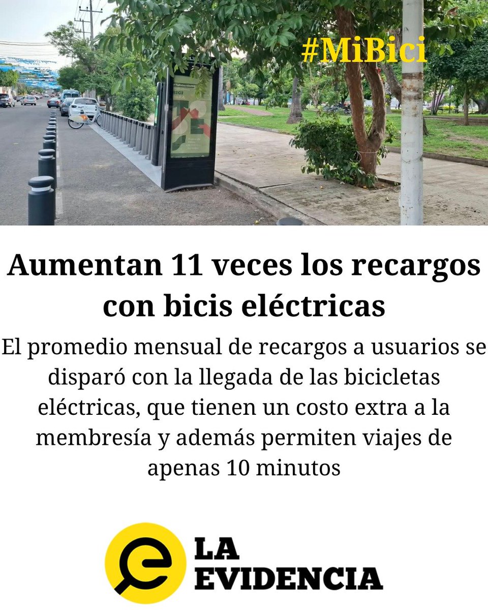laevidenciaweb's tweet photo. #NOTAEXCLUSIVA 🚲⚡¡Atención usuarios de MiBici Pública! 🚲⚡ Los recargos por exceso de tiempo se dispararon 11 veces tras la llegada de las bicicletas eléctricas al sistema. https://t.co/eEONPyZI5y