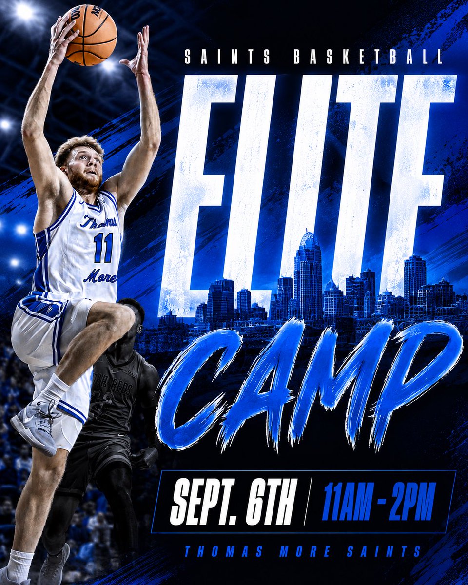 TMUMensBBall's tweet photo. 🚨🚨 ELITE CAMP🚨🚨
- September 6th -
8️⃣ Players signed from the last 4 camps.
Grades: 9-12 • Time: 11am - 2pm
Register ⬇️⬇️
https://t.co/Y606iUYVKl
For any questions reach out to Coach Berlekamp. berleks@thomasmore.edu
#LetsGoSaints https://t.co/mQJQRujKno