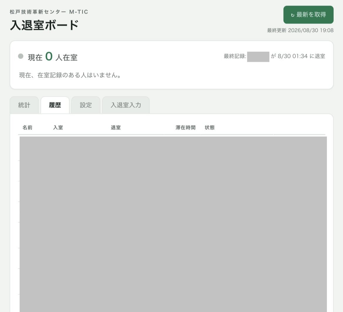 Matsudo_Robo's tweet photo. 団体としてのタスクが増えてきて施設管理も始まったので、
タスク管理や入退室管理などをするソフトをClaudeと開発しました！ https://t.co/e5v0spoxRR