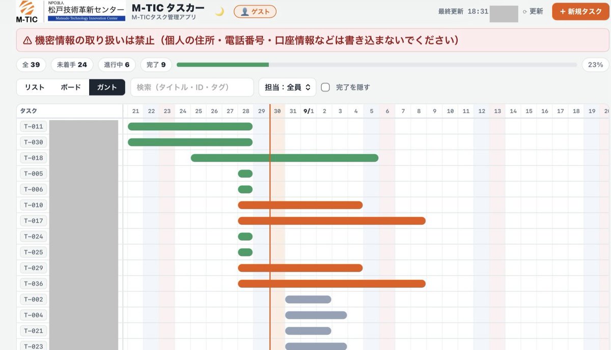 Matsudo_Robo's tweet photo. 団体としてのタスクが増えてきて施設管理も始まったので、
タスク管理や入退室管理などをするソフトをClaudeと開発しました！ https://t.co/e5v0spoxRR