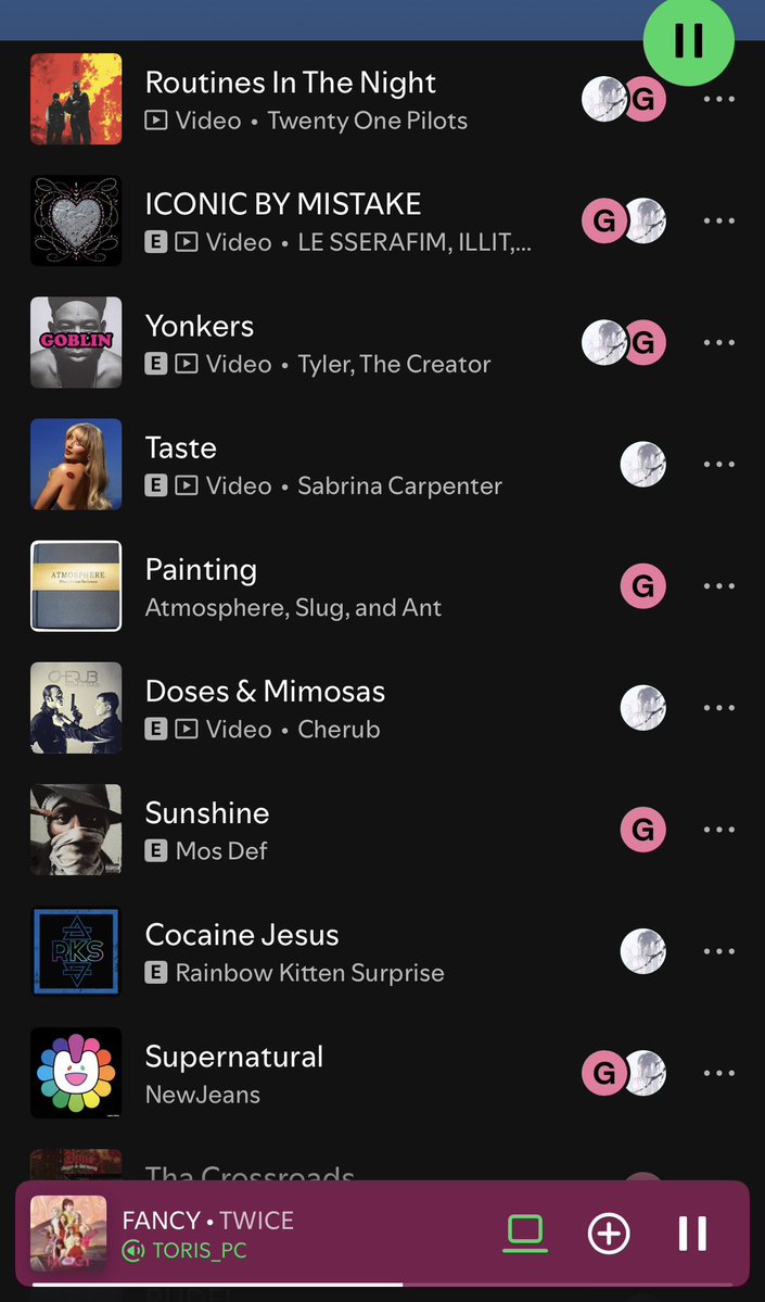ToriiOW's tweet photo. My boyfriends and my blend playlist on Spotify is so funny cause it’s like completely opposite music from each other https://t.co/8uA7VrRUrH