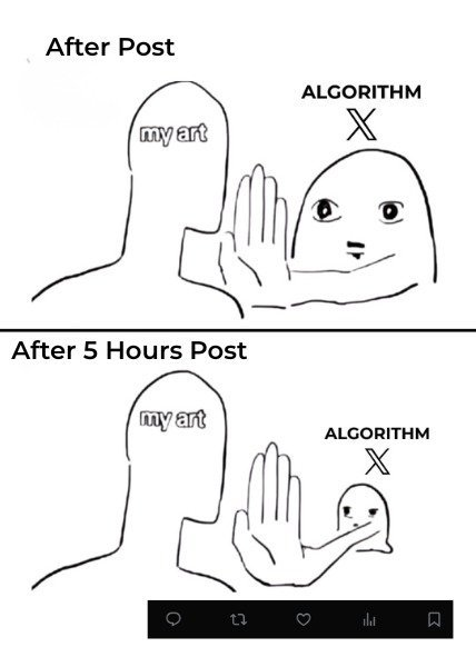 NovaxVtuber's tweet photo. Algorithm really said: your art deserves silence 🤡Every artist knows this pain. Artists, drop your artwork in the comments! 📷 😭

#artshare #smallartists #artmootsㅤ https://t.co/iF5bZxoEPg