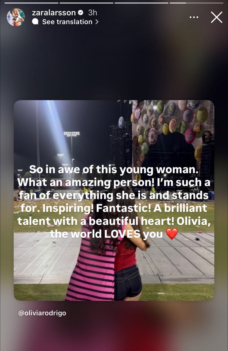 DailyRodrigo's tweet photo. Zara Larsson praising Olivia for her work on Daisy Chain Fields!

“What an amazing person! I’m such a fan of everything she is and stands for. Inspiring! Fantastic! A brilliant talent with a beautiful heart. Olivia, the world LOVES you ❤️” https://t.co/l6prQVVPRv
