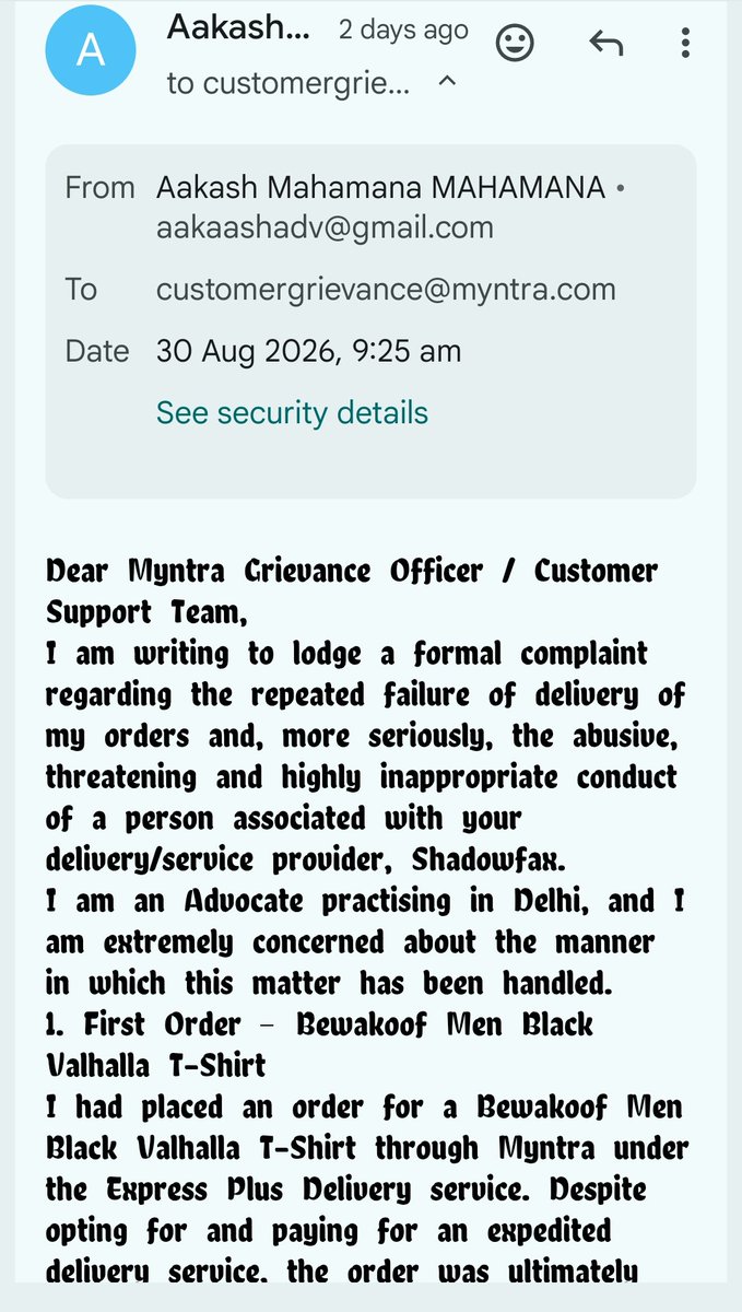 imaMahamna's tweet photo. Very poor service of Myntra and its delivery partner shadowfax, 

@myntra @shadowfax_in @flipkartsupport @MyntraSupport https://t.co/b3t1e7UMoj