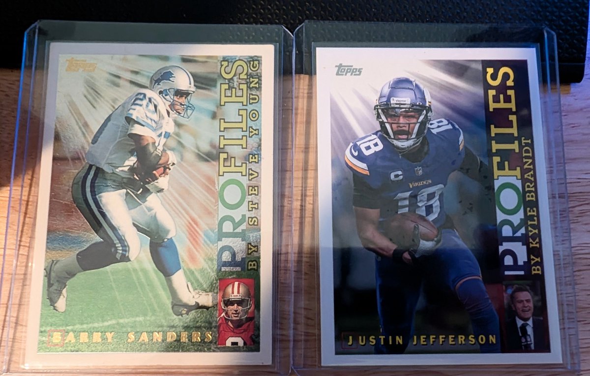 CherrySloptart's tweet photo. @KyleBrandt @Topps @FanaticsSports @NFL @nflnetwork @gmfb @espn @ESPNNFL @CMC_22 A little old with the new. https://t.co/go9RQAKTiv