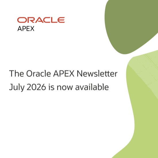 CherrieRonr6's tweet photo. The July 2026 APEX Newsletter is out, featuring the APEX Developer’s Companion, João Pessoa City Hall’s success story, 10+ new APEX 26. 1 blog posts, and more. Read it now. https://t.co/98nsKtqbJp