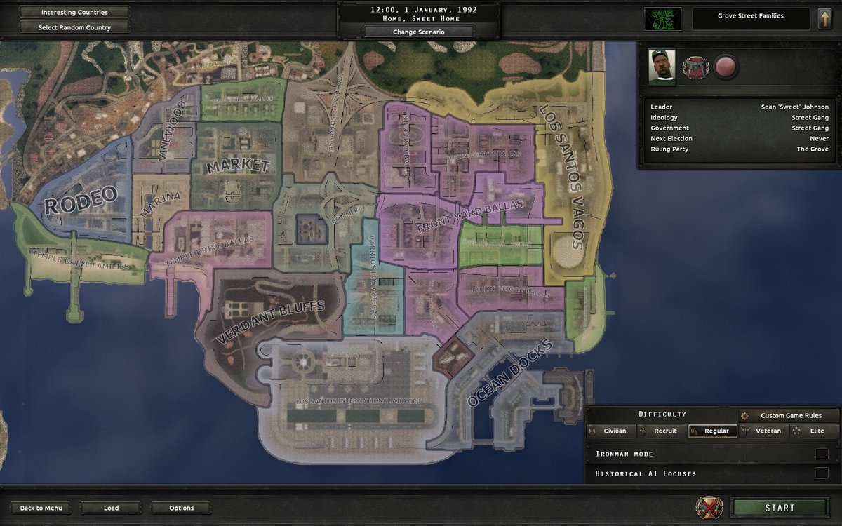 SunriseParasite's tweet photo. Bit of a hot take, but I kinda like the gang warfare in the San Andreas mod for Hearts of Iron more than the original one https://t.co/HT0WtGpyNb