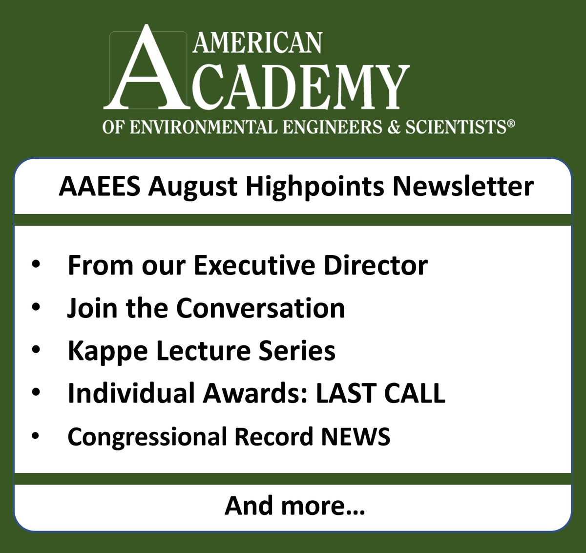 AAEESdotORG's tweet photo. Check out the latest edition of our Highpoints Newsletter which includes a message from our new Executive Director!

https://t.co/F3kECLuY6C https://t.co/qVOB7ga17b