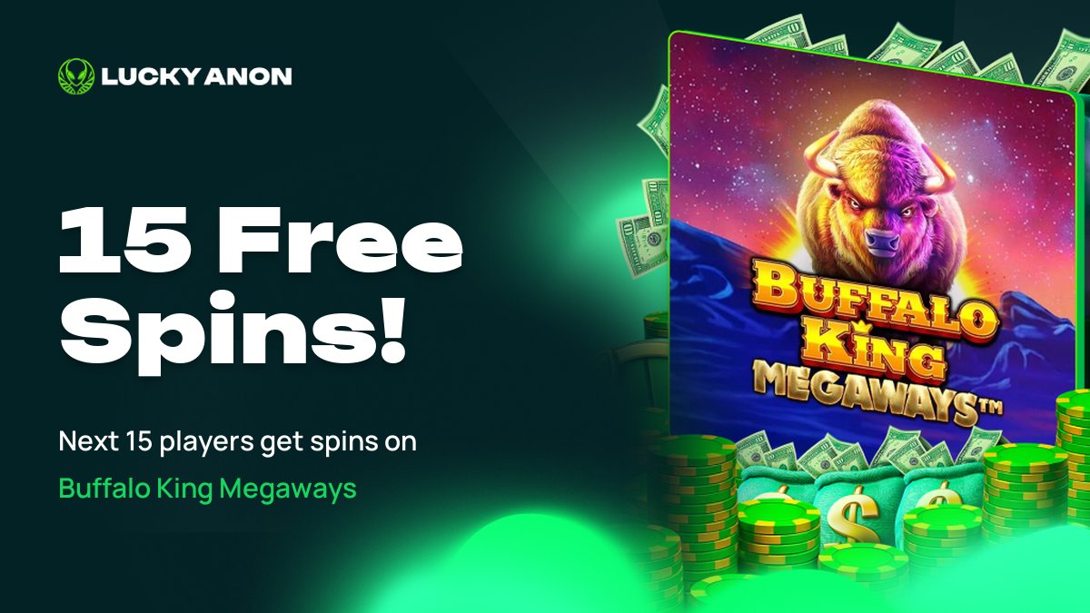 Luckyanoncom's tweet photo. 🔥15 Free Spins🔥

🎁 Next 15 Players get 15 Free Spins on Buffalo King Megaways🎁

To redeem share the code with support on live chat.

*must have wagered $3,500 in past 7 days https://t.co/zcApHlg90I